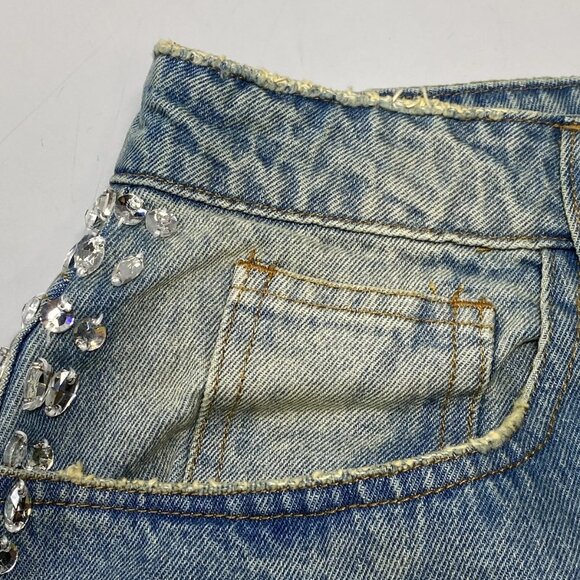 Vale Forever Men’s Sirens Crystal Jorts Size 40 Blue Streetwear Denim Shorts - Picture 7 of 9